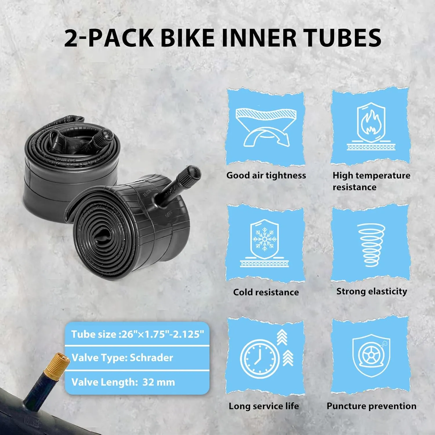 MOHEGIA Beach Cruiser Bike Tires Replacement Kit:24x2.125/26x2.125 Inch Folding Bicycle Tires,Inner Tubes and Tire Levers (2 Packs)