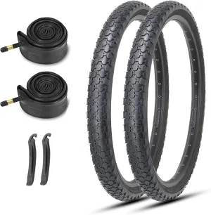 MOHEGIA Beach Cruiser Bike Tires Replacement Kit:24x2.125/26x2.125 Inch Folding Bicycle Tires,Inner Tubes and Tire Levers (2 Packs)