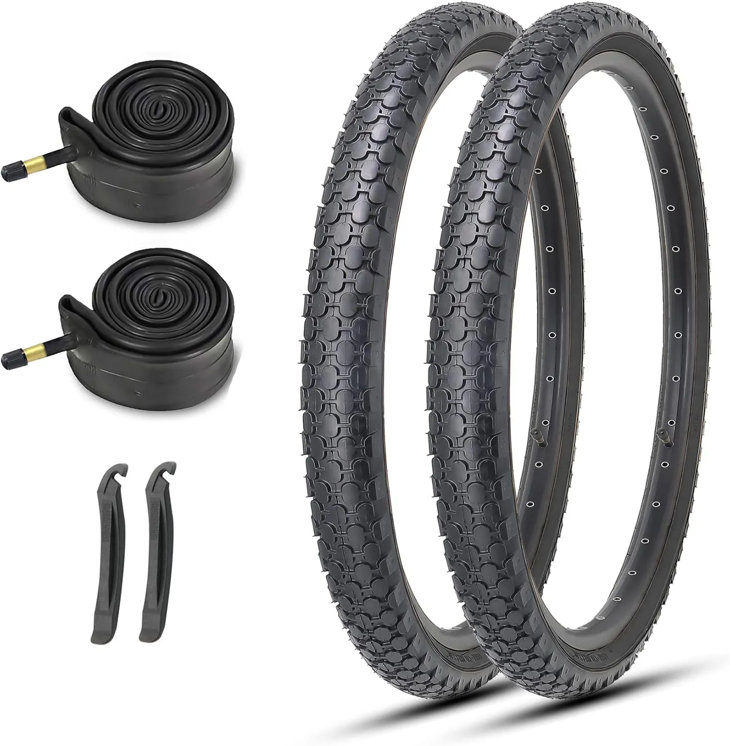 MOHEGIA Beach Cruiser Bike Tires Replacement Kit:24x2.125/26x2.125 Inch Folding Bicycle Tires,Inner Tubes and Tire Levers (2 Packs)