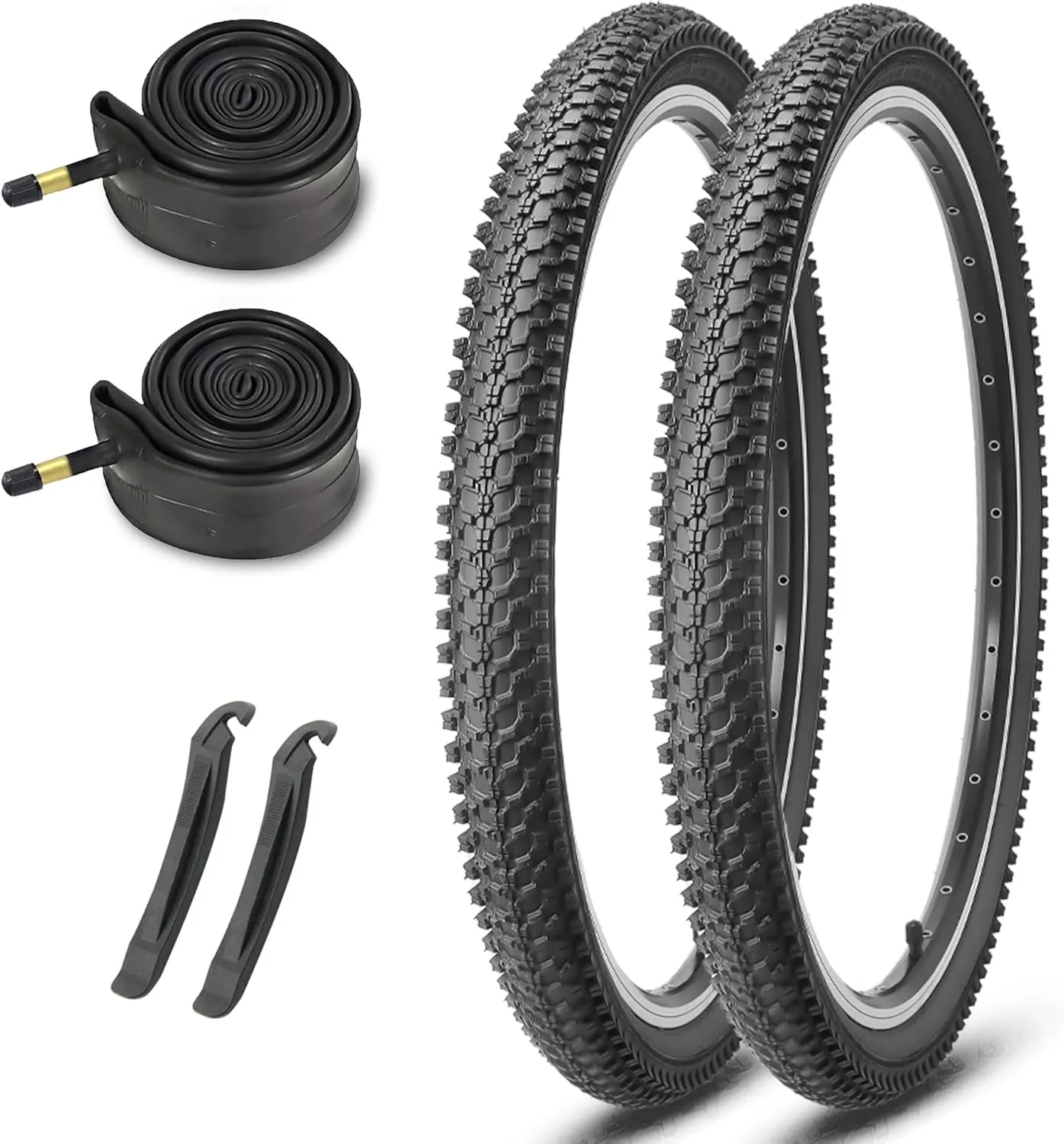 MOHEGIA Mountain Bike Tires: 20/24/26/27.5-inch Folding Replacement MTB Bicycle Tires 2-Pack and Pair 20/24/26/27.5-inch Inner Tubes Schrader Valve with Tire Levers Tire Levers