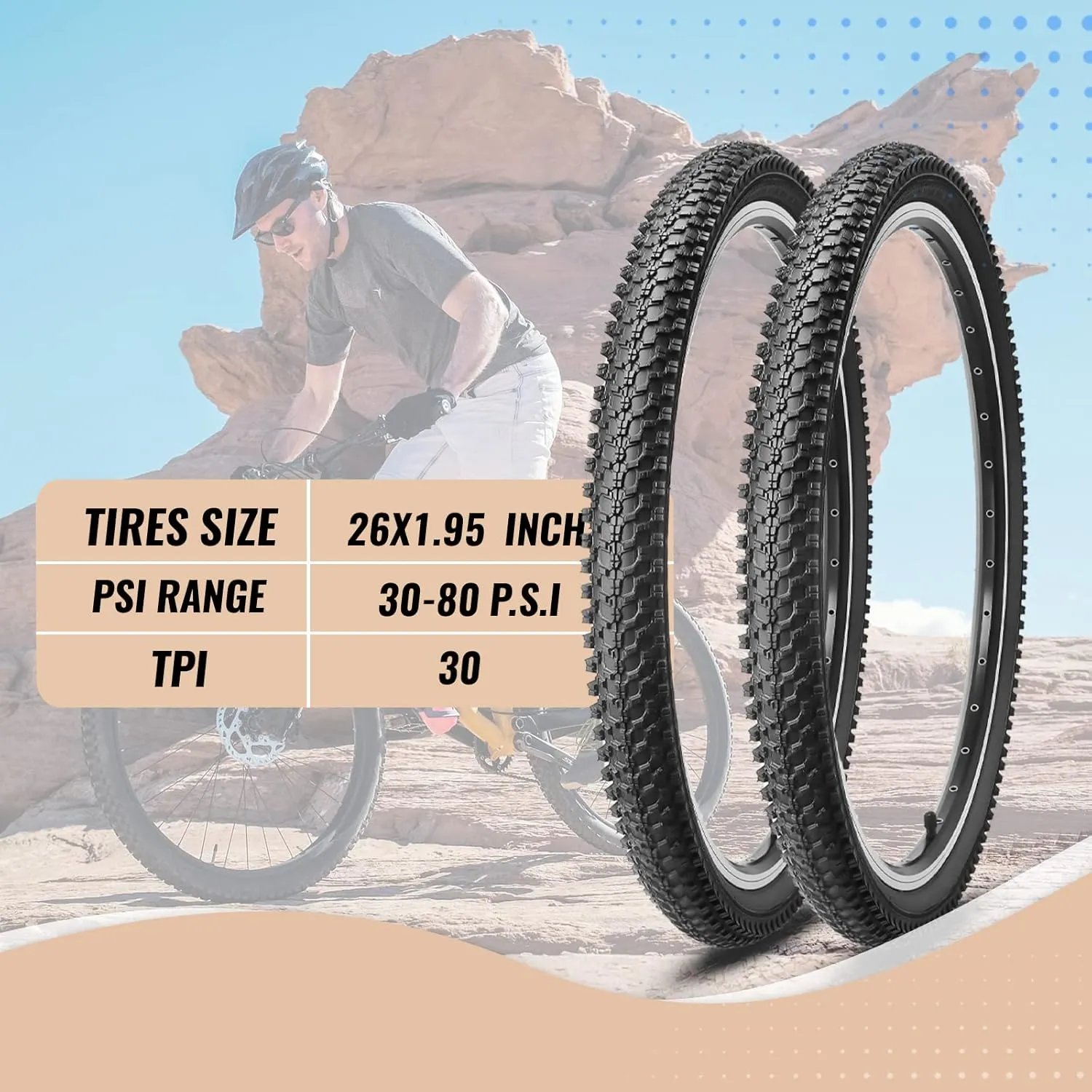 MOHEGIA Mountain Bike Tires: 20/24/26/27.5-inch Folding Replacement MTB Bicycle Tires 2-Pack and Pair 20/24/26/27.5-inch Inner Tubes Schrader Valve with Tire Levers Tire Levers