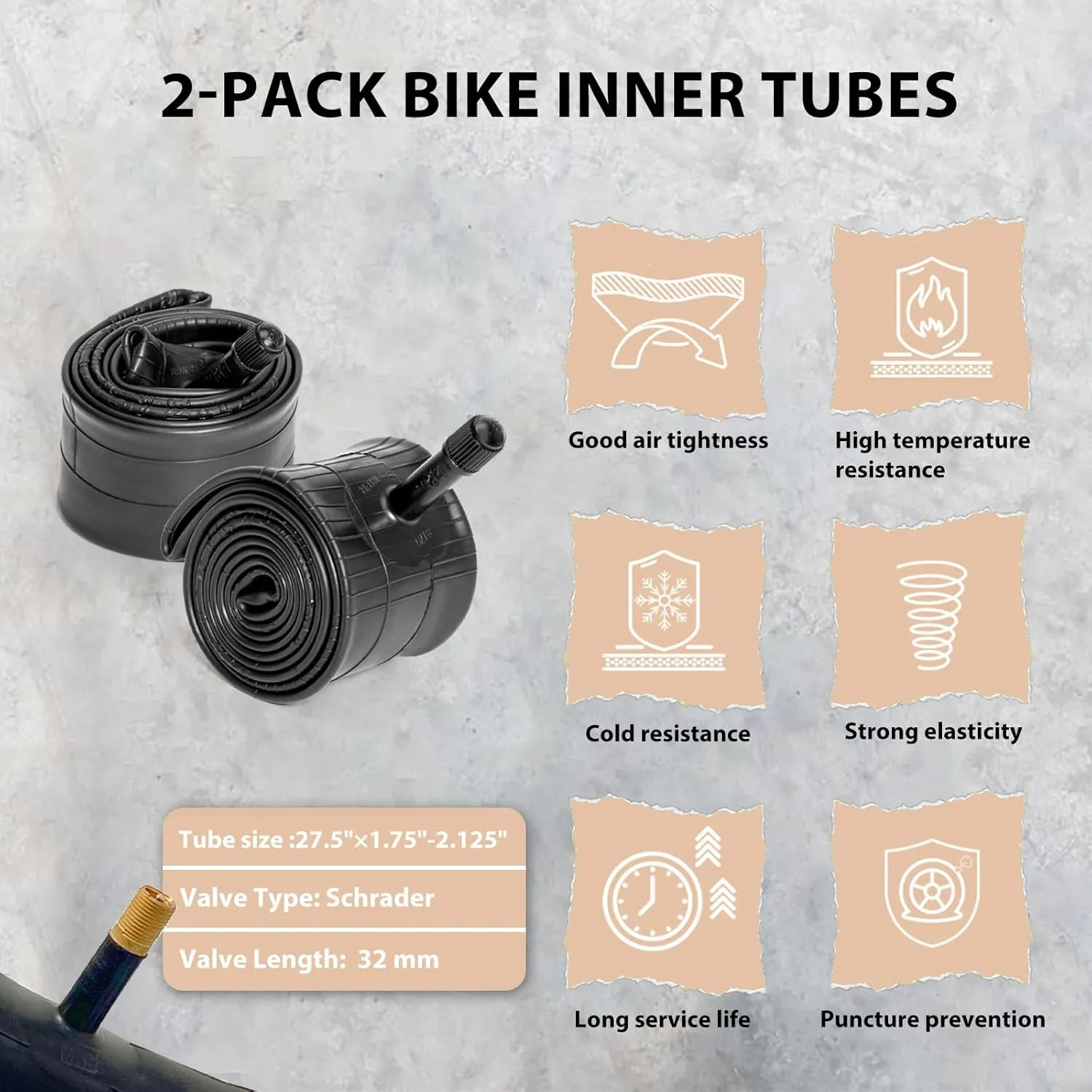 MOHEGIA Mountain Bike Tires: 20/24/26/27.5-inch Folding Replacement MTB Bicycle Tires 2-Pack and Pair 20/24/26/27.5-inch Inner Tubes Schrader Valve with Tire Levers Tire Levers