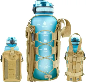 Molle Water Bottle Holder Pouch 16 24 32 40 64 oz - Multi-Purpose Tactical Fuel Bottle Bag, Adjustable Size for Outdoor Activities, Adapted to Backpack/Vest/Belt