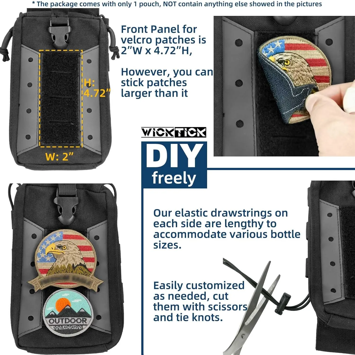 Molle Water Bottle Holder Pouch 16 24 32 40 64 oz - Multi-Purpose Tactical Fuel Bottle Bag, Adjustable Size for Outdoor Activities, Adapted to Backpack/Vest/Belt
