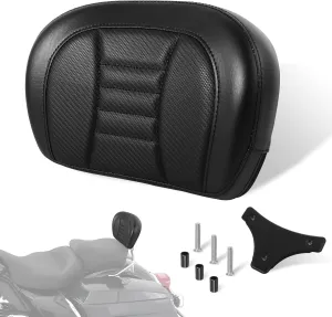 Motorcycle Detachable Sissy Bar Backrest Pad for Harley Glide Road King Traveler Rear Backrest Cushion 1996-2023 Black Thin Line Pad with Black Sissy Bar Backrest Pad Mount Kit