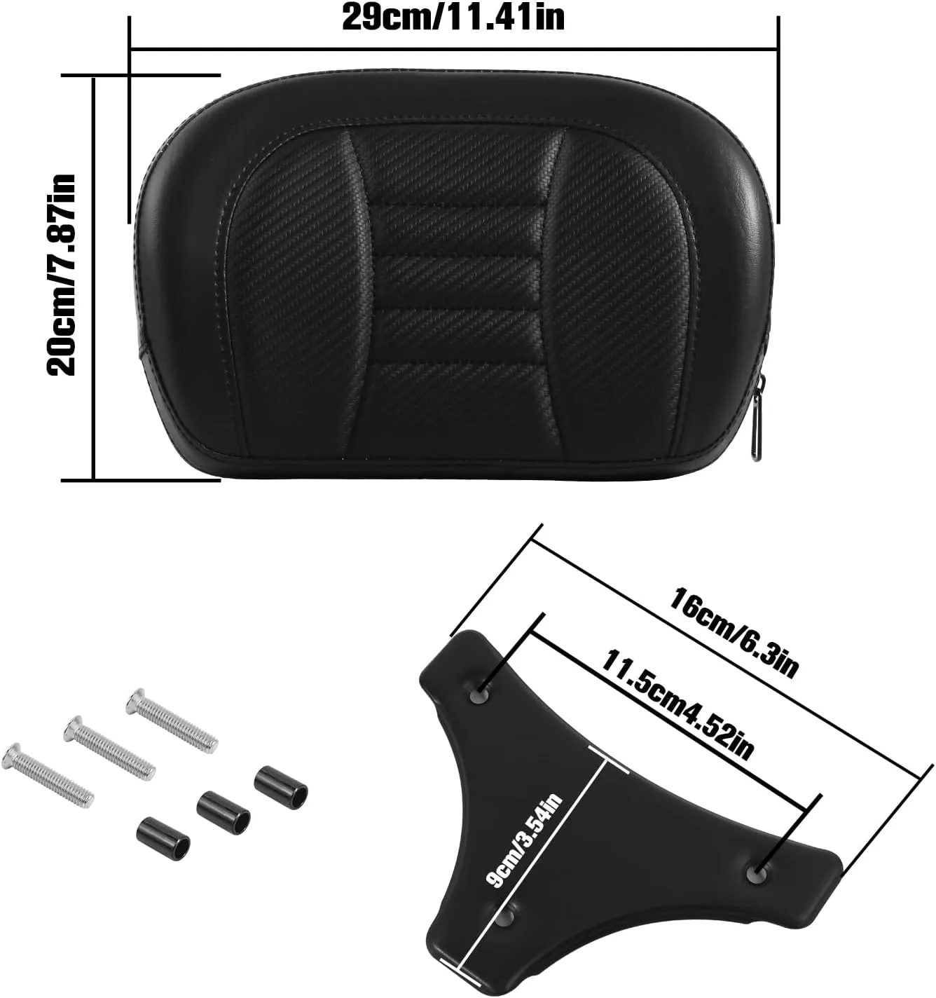 Motorcycle Detachable Sissy Bar Backrest Pad for Harley Glide Road King Traveler Rear Backrest Cushion 1996-2023 Black Thin Line Pad with Black Sissy Bar Backrest Pad Mount Kit