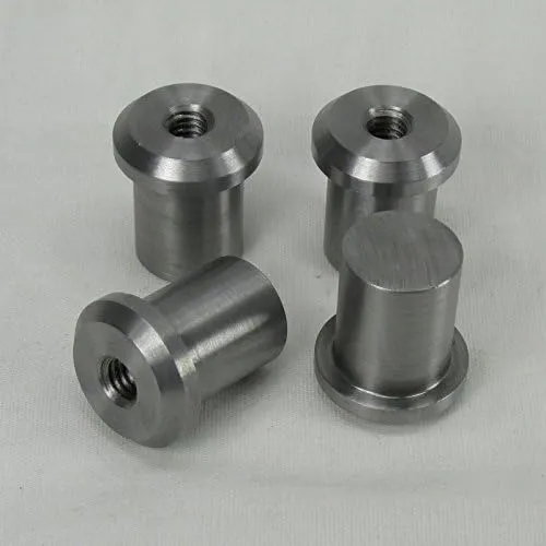 Motorcycle Gas Tank Oil Bag Custom Mounting Kit - Stepped Flanged "Tophat" 5/16-18 STEEL Bungs - Set of 4 - Chopper Bobber Harley Cafe Racer