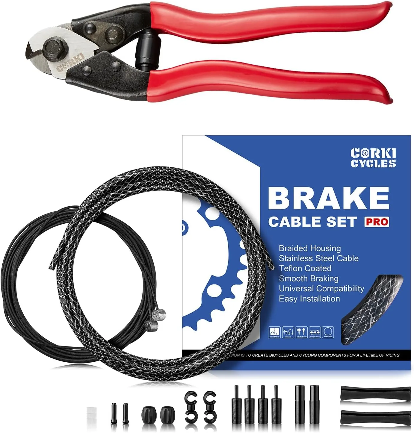 Mountain Bike Brake Cable Housing Set with Cutter