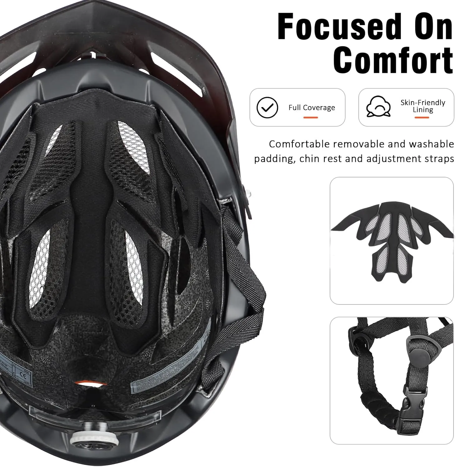Mountain Bike Helmet,Adult Cycling Helmet with Camera Mount and Detachable Visor for Men Women Youth,Suggested Fit 55-61 Cm
