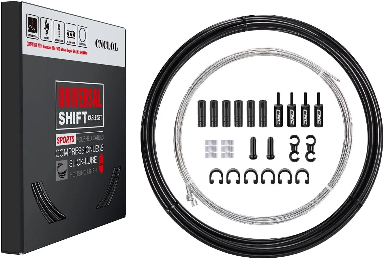 Mountain/Road Bike Shifter Cable Kit, Universal Derailleur Cable Set with Stainless Steel Wire Cutter-Bike Gear Cable 2.8m with 3.5m Oil Housing Kit for Bicycle/MTB/BMX/Road Bike.
