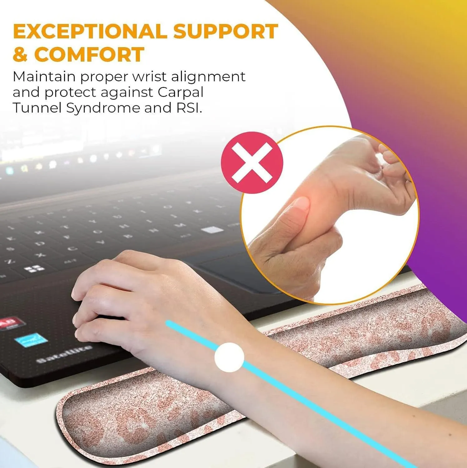 Mouse Pad with Wrist Support, Ergonomic Gel Mouse Pad, Non-Slip and Durable, Memory Foam Keyboard Wrist Rest, Suitable for Office Typing, Games, Desktop Decoration,Pink Leopard Star