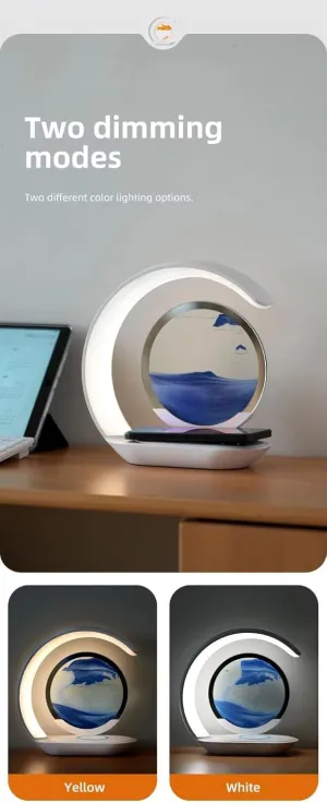 Moving Sand Art - Sand for Kids Decoration with Wireless Charger with Hourglass Blue, accesory, Sand for Bedroom Blue, Modern deskbetroom, KIDSdesk, Childrens Desk Hourglass