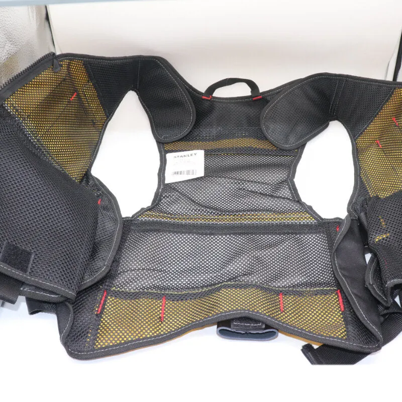 Multi-pocket Work Tool Vest with Black Yellow Reflective Safety Strip Adjustable Strap