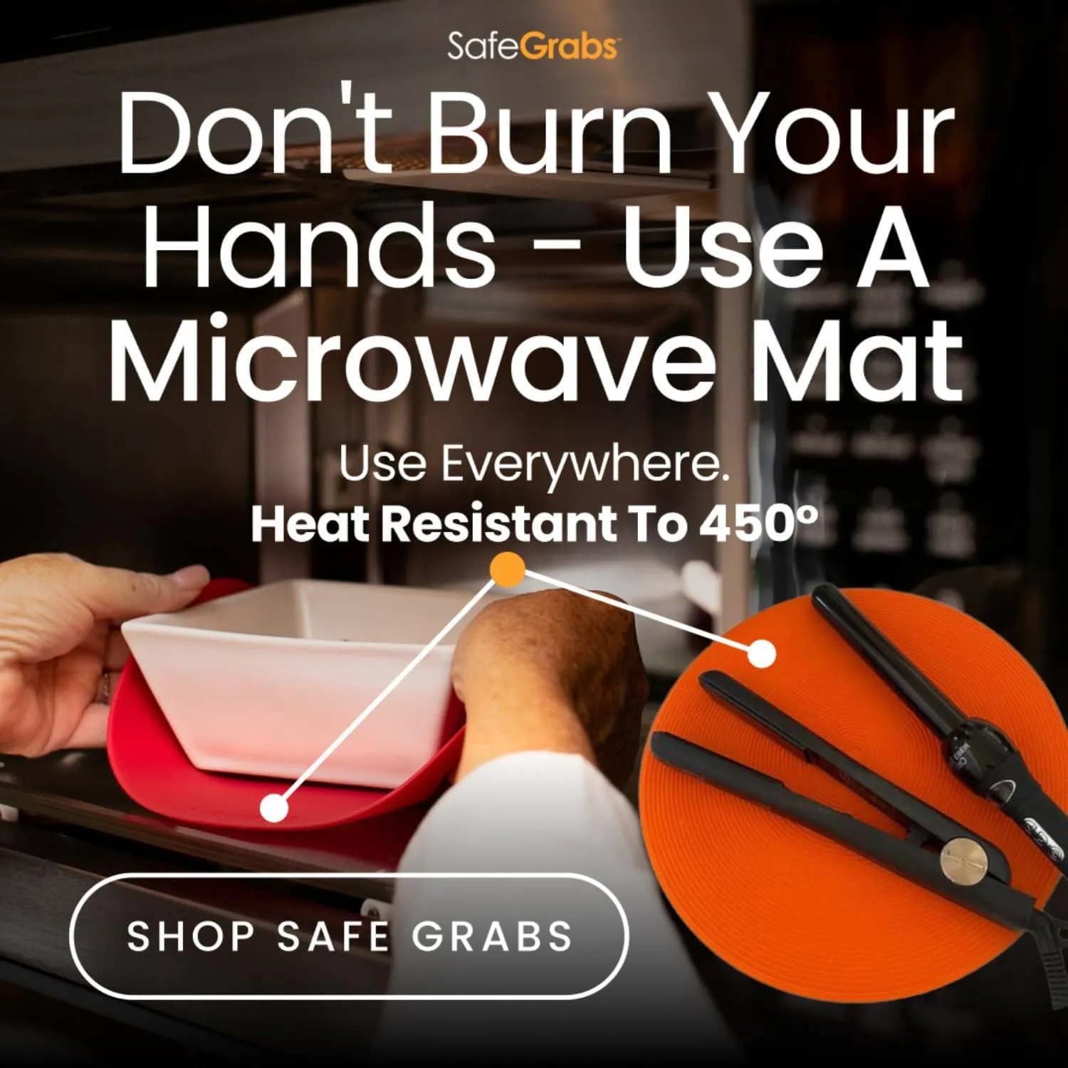 Multi-Purpose Silicone Original Microwave Mat as Seen on Shark Tank | Splatter Guard, Trivet, Hot Pad, Pot Holder, Minimize Mess (BPA Free, Heat Resistant, Dishwasher Safe), Set of 2, Red