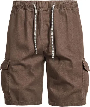 Muscularfit Cargo Shorts for Men 2024 Trendy Cotton Multi Pocket Tooling Shorts Casual Elastic Waist Drawstring Sport Shorts