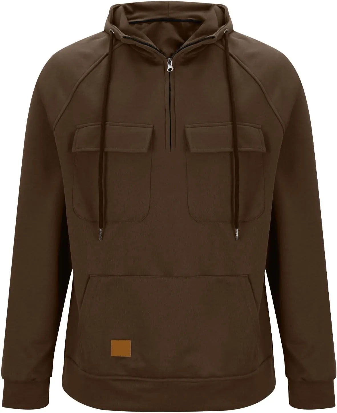 Muscularfit Causal Hoodies for Men 2025 Fashion Long Sleeve Tactical Cargo Sweatshirts Quarter Zipper Shirts Multi Pockets