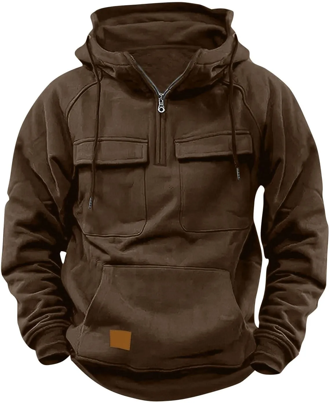 Muscularfit Causal Hoodies for Men 2025 Fashion Long Sleeve Tactical Cargo Sweatshirts Quarter Zipper Shirts Multi Pockets