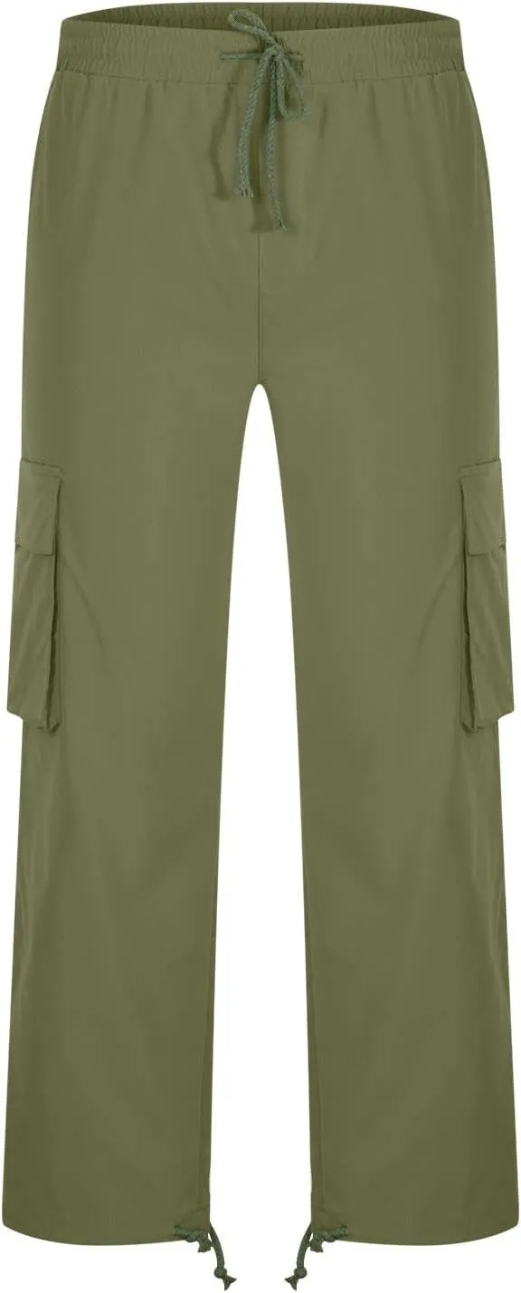 Muscularfit Mens Cotton Cargo Pants Casual Multi Pockets Solid Sweatpants Trouser Comfort Stretch Waist Outdoor Tactical Pant