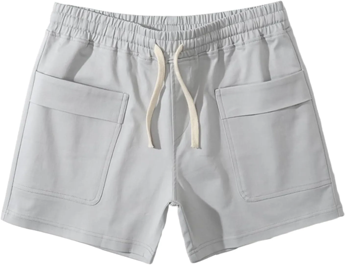 Muscularfit Mens Shorts Casual Stretch Waist Cotton Shorts Multi Pocket Drawstring Elastic Waist Cargo Shorts Regular Shorts