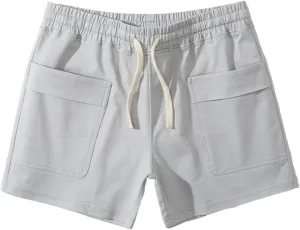 Muscularfit Mens Shorts Casual Stretch Waist Cotton Shorts Multi Pocket Drawstring Elastic Waist Cargo Shorts Regular Shorts