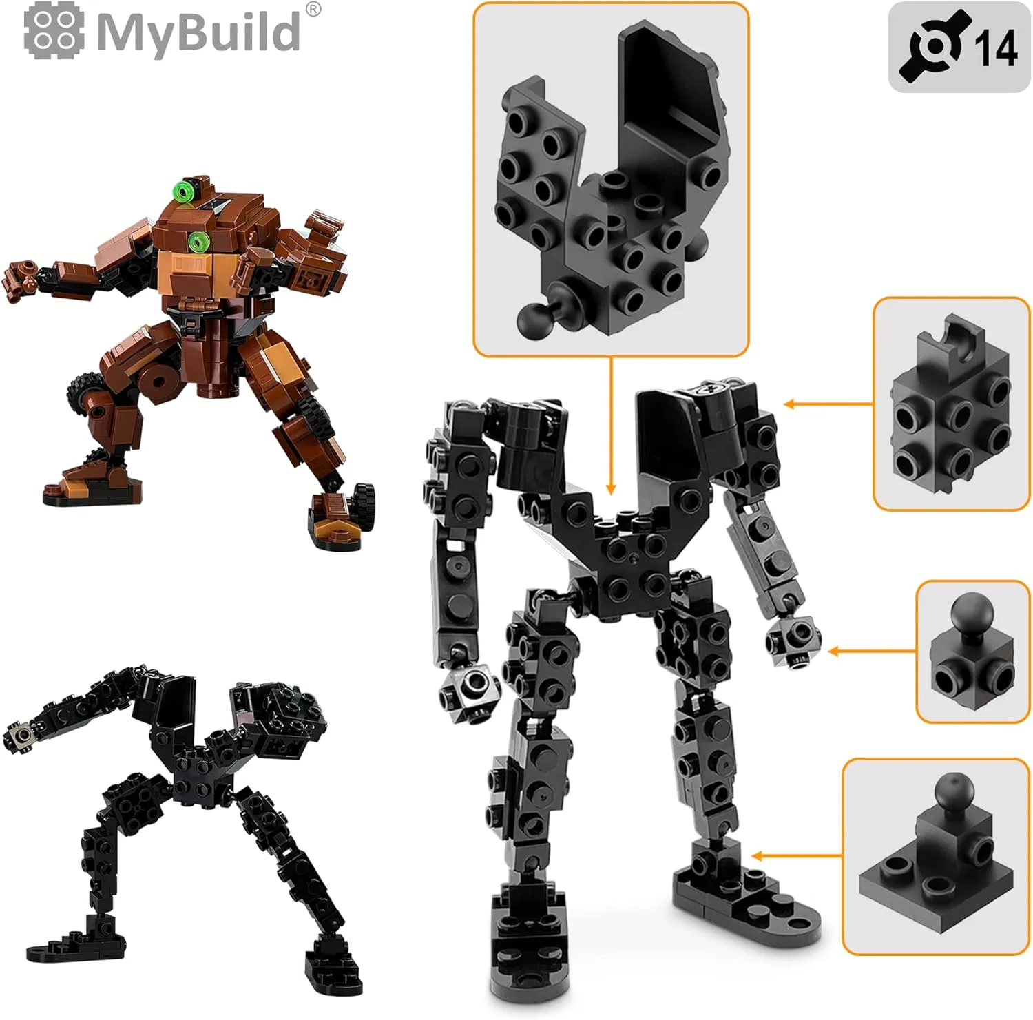 MyBuild Mecha Frame Armed Forces Stryker 5021 - Brown Armor Robot Blocks Toy Building Bricks Collection for Children to Adult Mech Fans