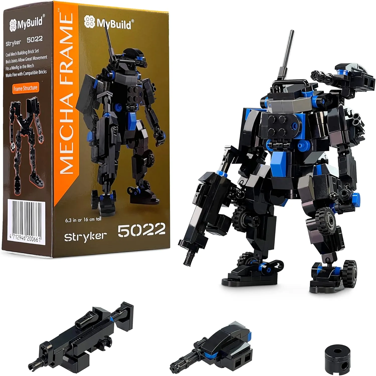 MyBuild Mecha Frame Armed Forces Stryker 5022 - Black Armor Robot Blocks Toy Building Bricks for Children to Adult Mech Fans