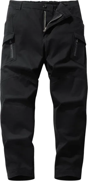 Mylldey Men's Hiking Pants Relaxed Fit Cotton Mens Work Pants Elastic Waist Cargo Mens Tactical Outdoor Pants