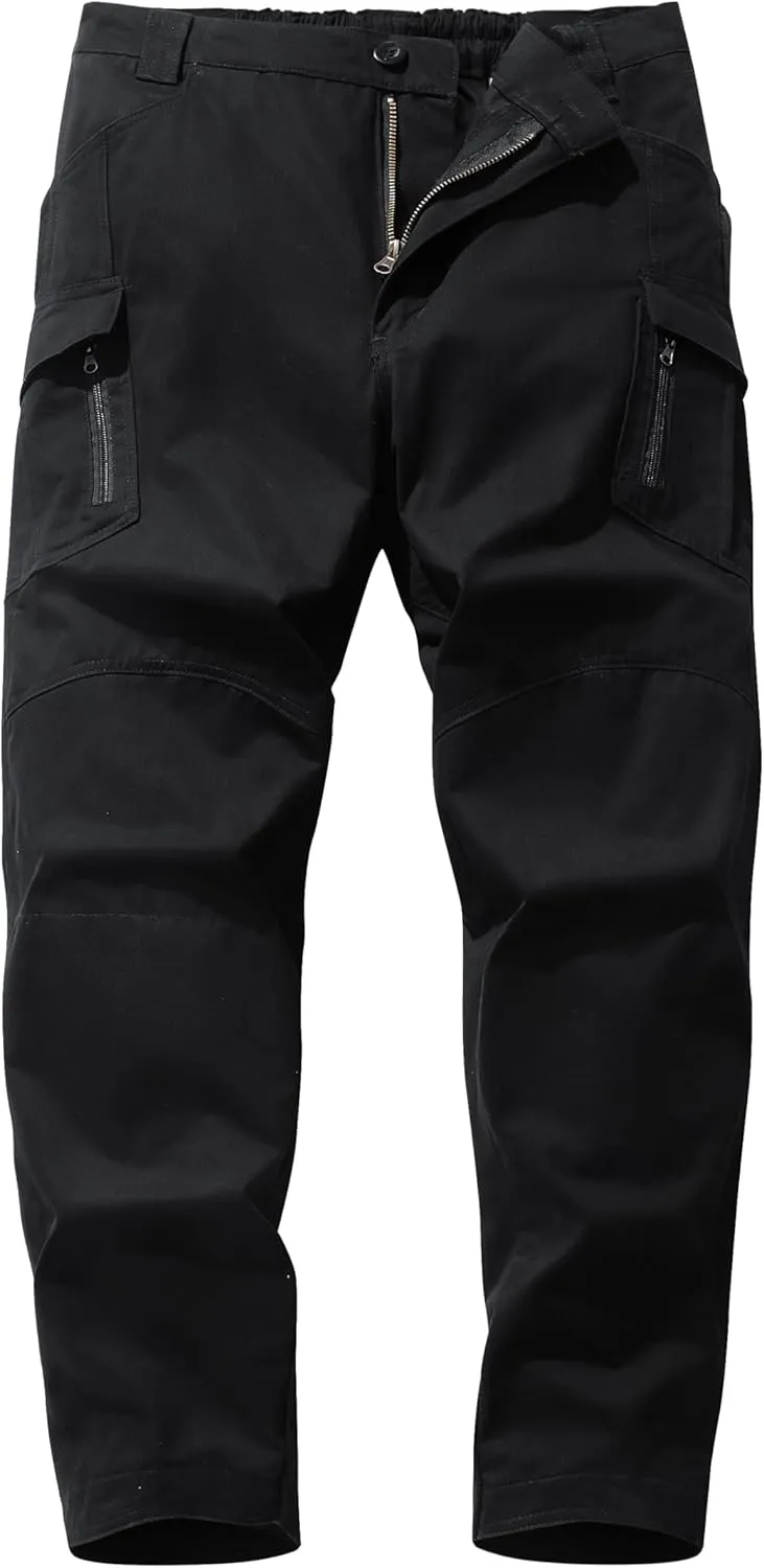 Mylldey Men's Hiking Pants Relaxed Fit Cotton Mens Work Pants Elastic Waist Cargo Mens Tactical Outdoor Pants