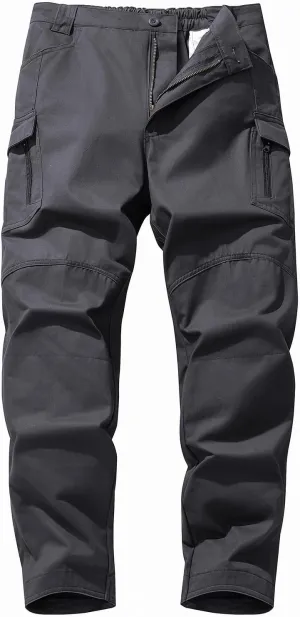 Mylldey Men's Hiking Pants Relaxed Fit Cotton Mens Work Pants Elastic Waist Cargo Mens Tactical Outdoor Pants