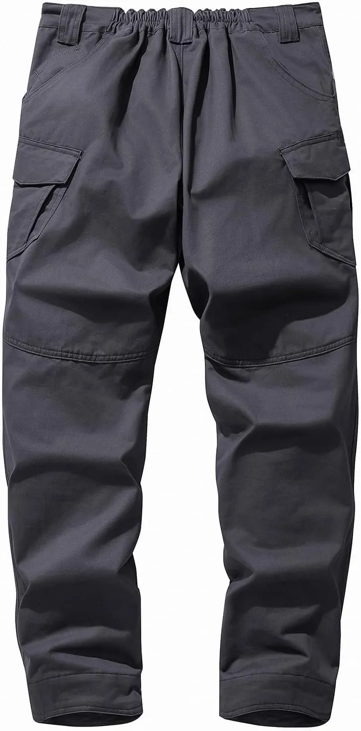 Mylldey Men's Hiking Pants Relaxed Fit Cotton Mens Work Pants Elastic Waist Cargo Mens Tactical Outdoor Pants
