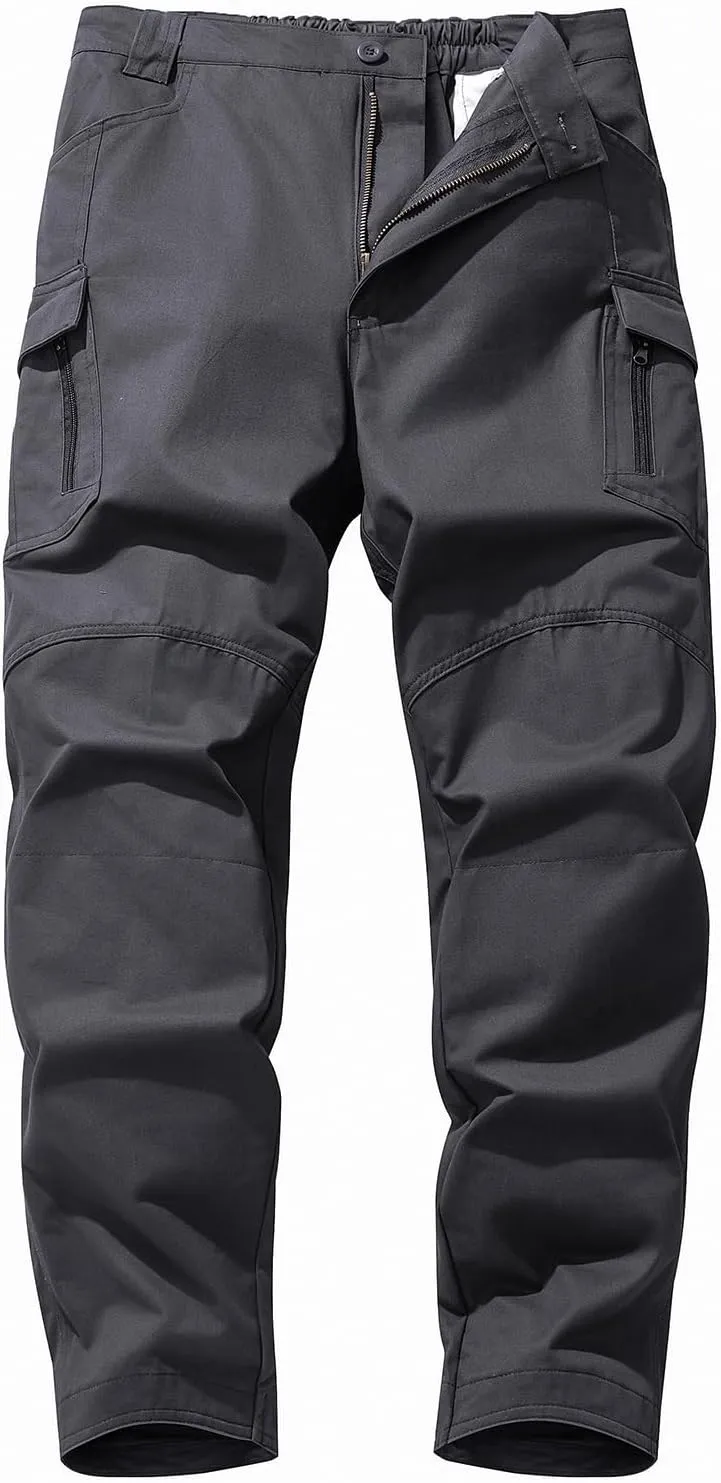 Mylldey Men's Hiking Pants Relaxed Fit Cotton Mens Work Pants Elastic Waist Cargo Mens Tactical Outdoor Pants