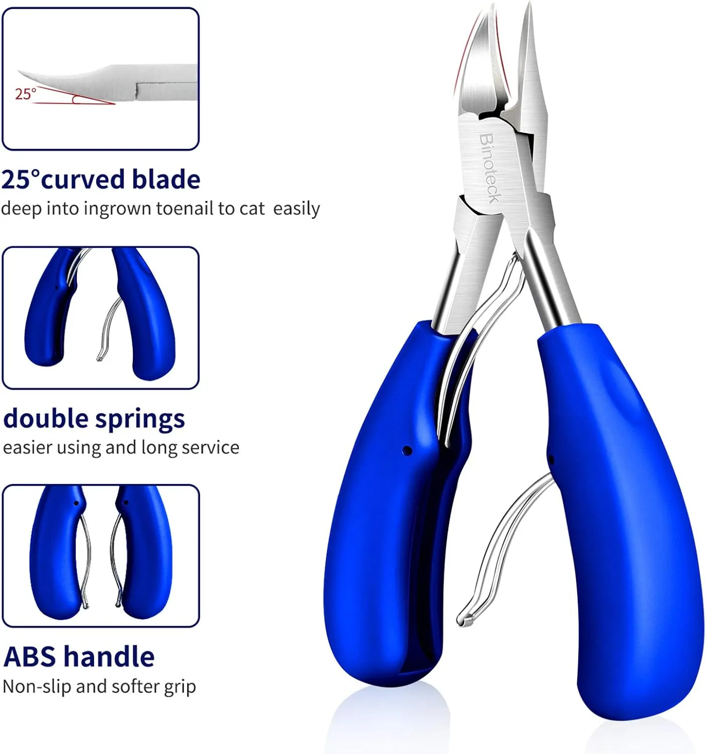 Nail Clippers for Thick Nails,Large Toenail Clippers for Ingrown or Thick Nails for Seniors,Women and Men. Professional Stainless Steel Toenail and Fingernail Clippers Set. (Blue/Silver)