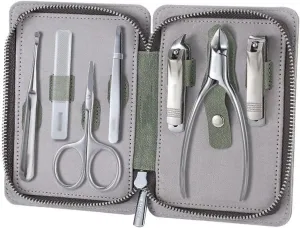 Nail Clippers Set Portable Nail Clipper Set, 7 Pieces Pedicure Grooming Kit for Men Women, Sharp Finger&Toe Nail Tool, Personal Care Manicure Kit with Leather Case Pedicure Tools for Feet (Co