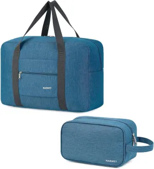 Narwey Foldable Travel Duffel Bag With Toiletry Organizer Traveling Dopp Kit Shaving Bag