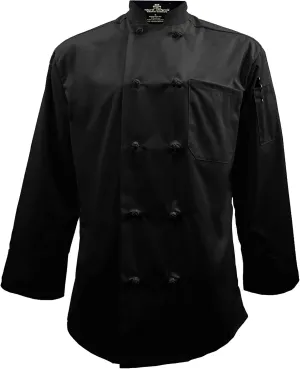 Natural Uniforms Chef Coat with Knotted Buttons-Multi Pack Quantities-Black