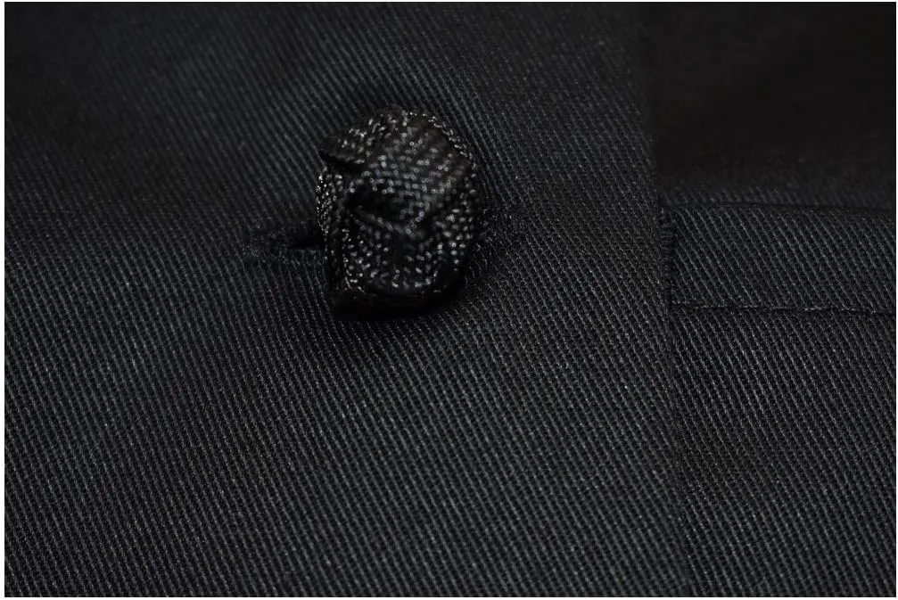 Natural Uniforms Chef Coat with Knotted Buttons-Multi Pack Quantities-Black