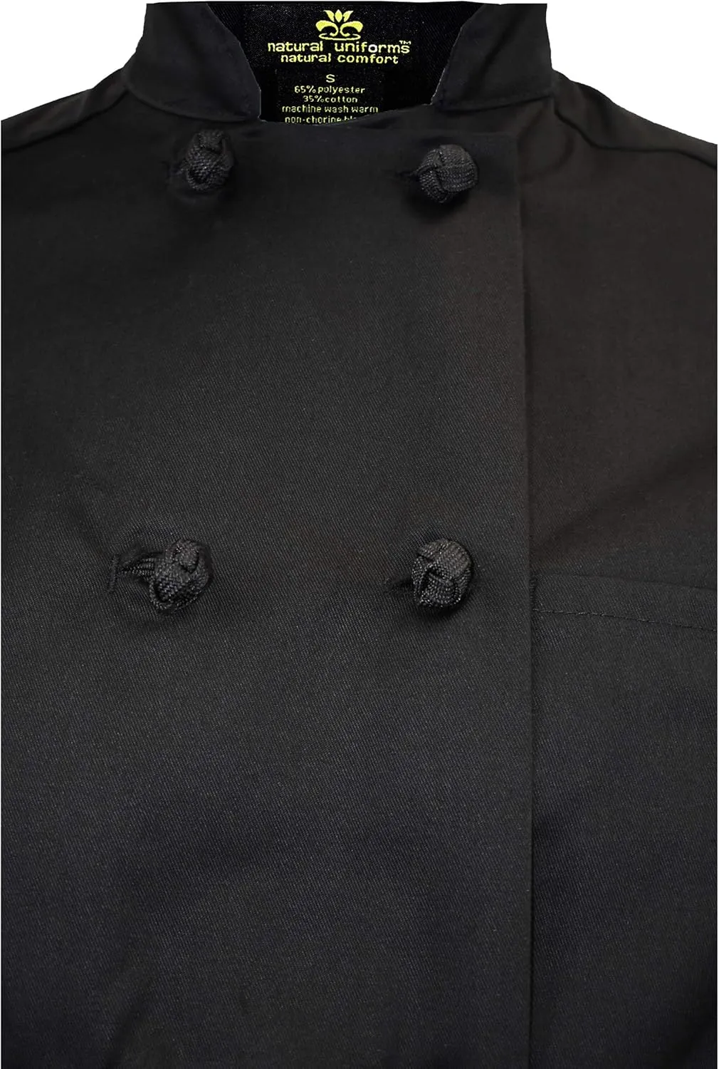 Natural Uniforms Chef Coat with Knotted Buttons-Multi Pack Quantities-Black