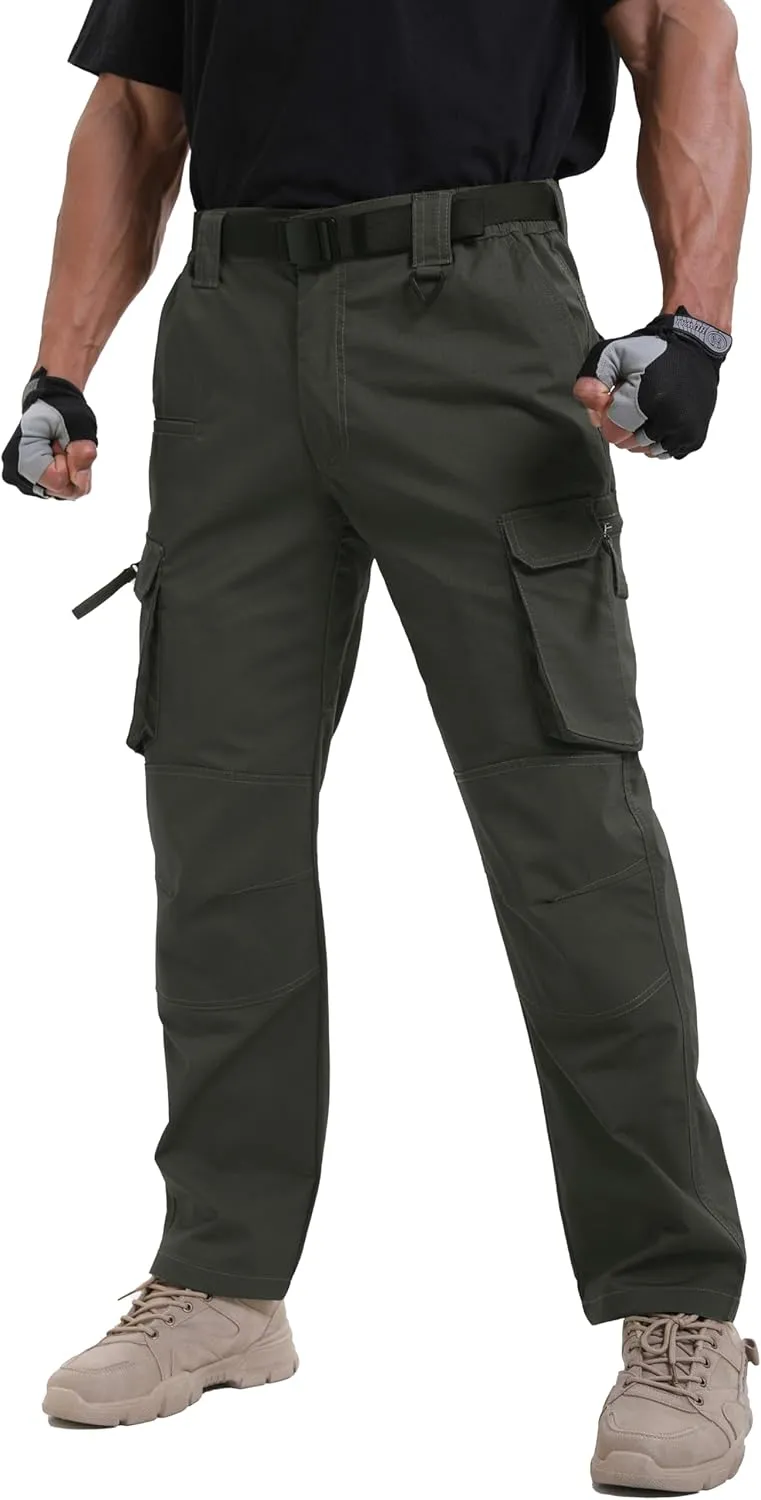 NATUVENIX Ripstop Men's Tactical Pants，Stretch Cargo Work Pants for Men Water Resistant Hiking Military Pants Relaxed Fit