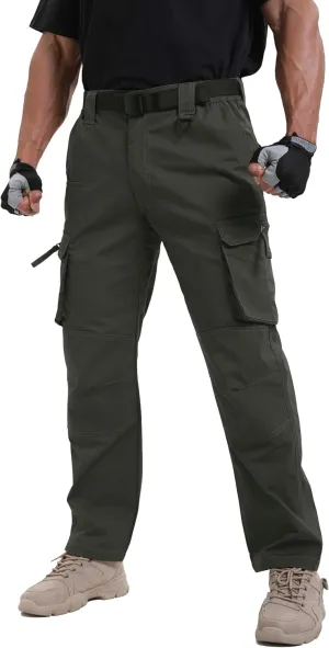 NATUVENIX Ripstop Men's Tactical Pants，Stretch Cargo Work Pants for Men Water Resistant Hiking Military Pants Relaxed Fit
