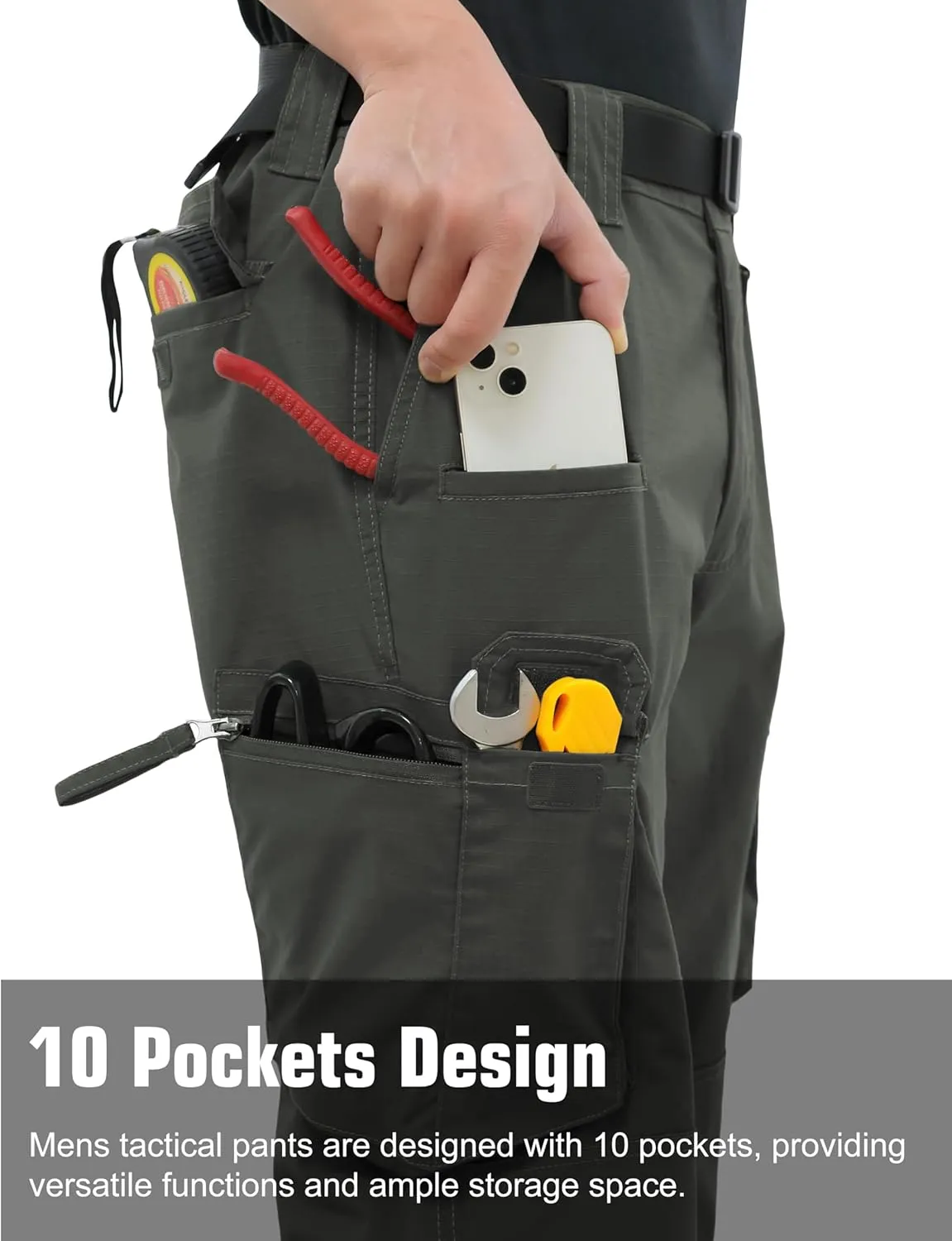 NATUVENIX Ripstop Men's Tactical Pants，Stretch Cargo Work Pants for Men Water Resistant Hiking Military Pants Relaxed Fit