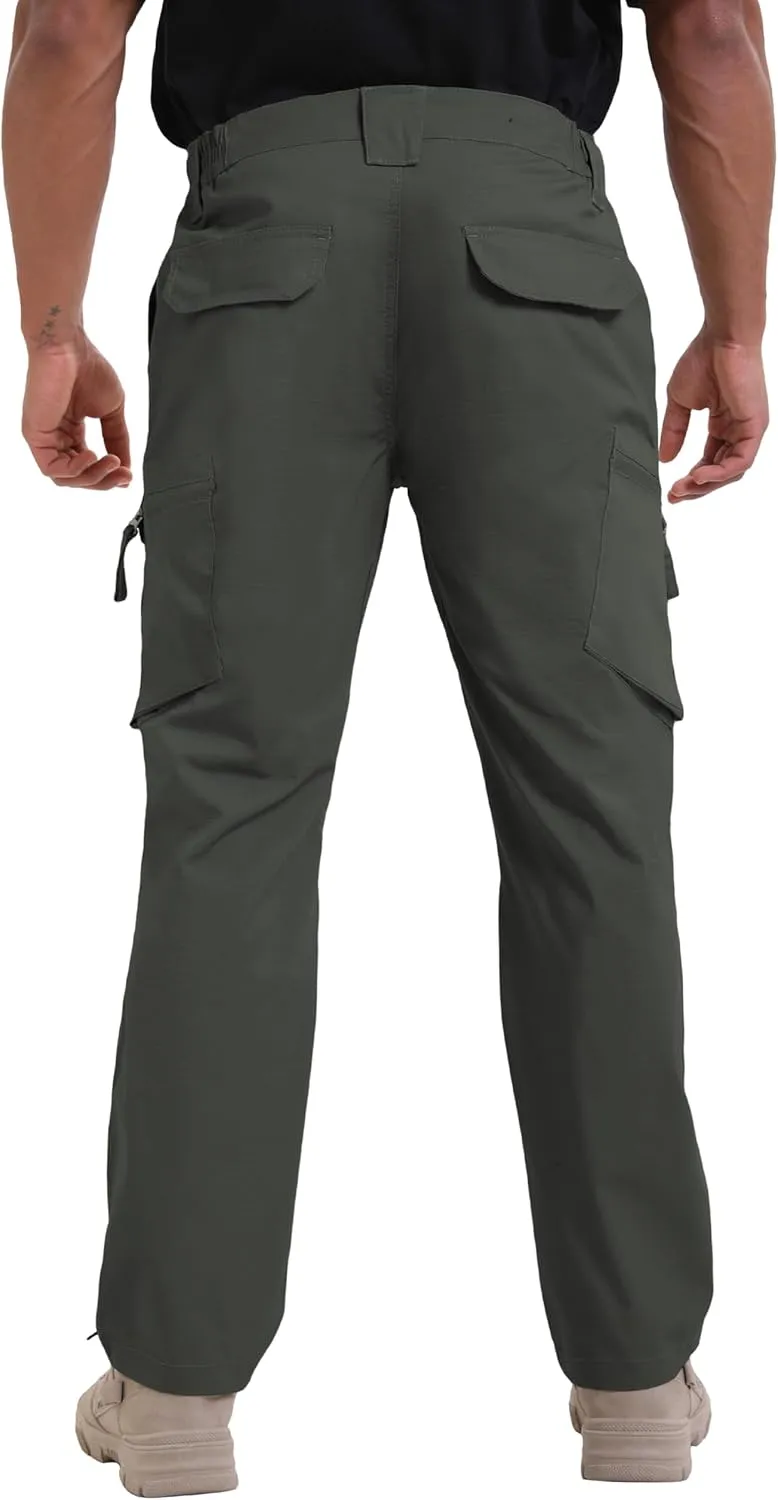 NATUVENIX Ripstop Men's Tactical Pants，Stretch Cargo Work Pants for Men Water Resistant Hiking Military Pants Relaxed Fit