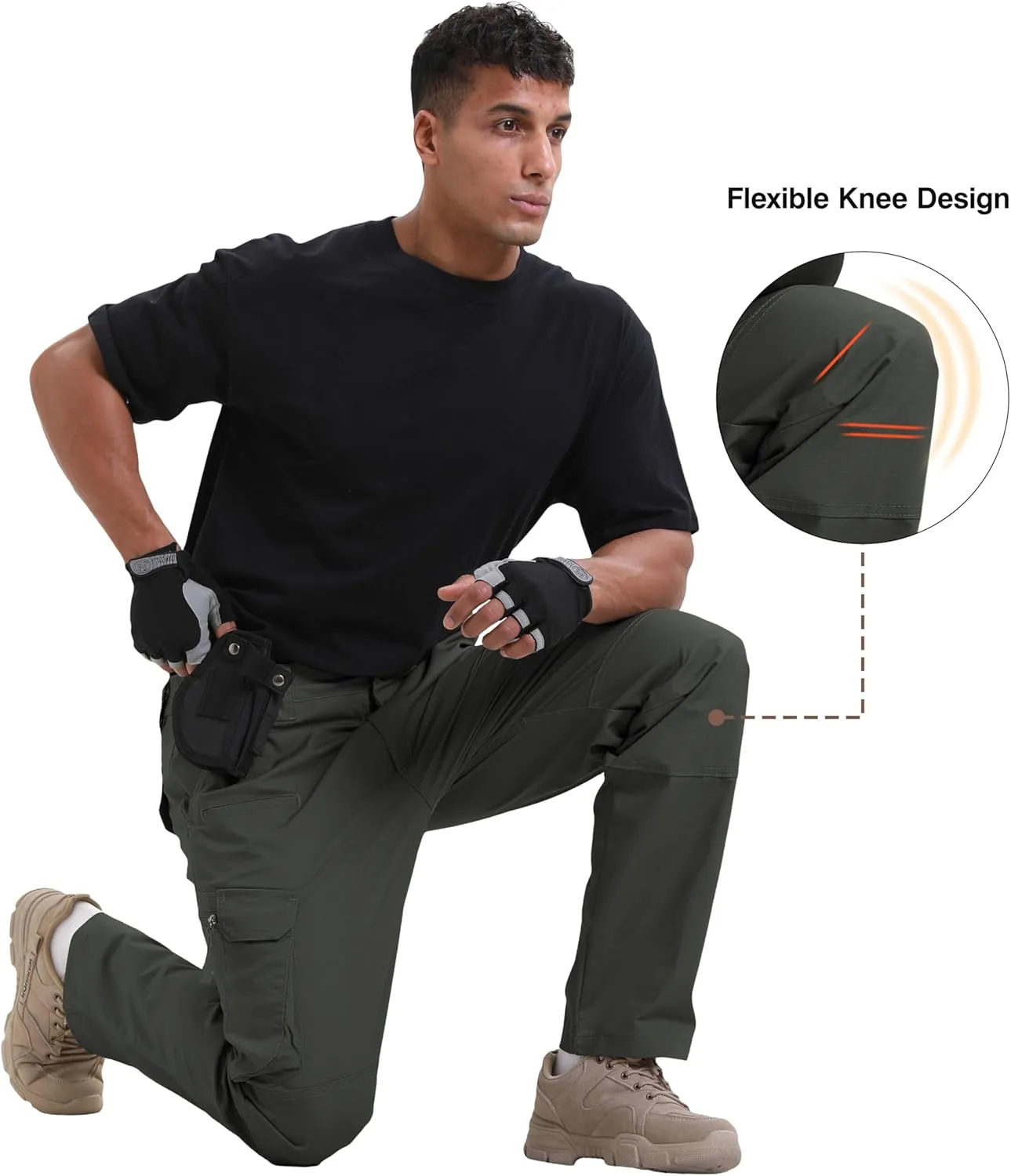 NATUVENIX Ripstop Men's Tactical Pants，Stretch Cargo Work Pants for Men Water Resistant Hiking Military Pants Relaxed Fit