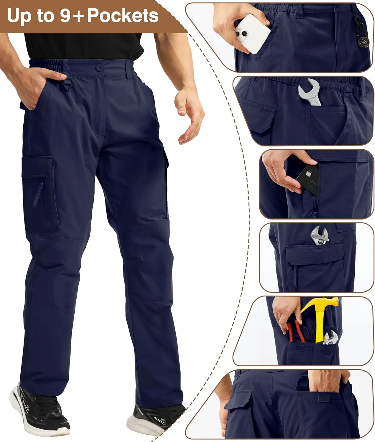 NATUVENIX Tactical Pants for Men, Ripstop Lightweight Cargo Work Pants for Men Water Resistant Mens Hiking Pants Outdoor