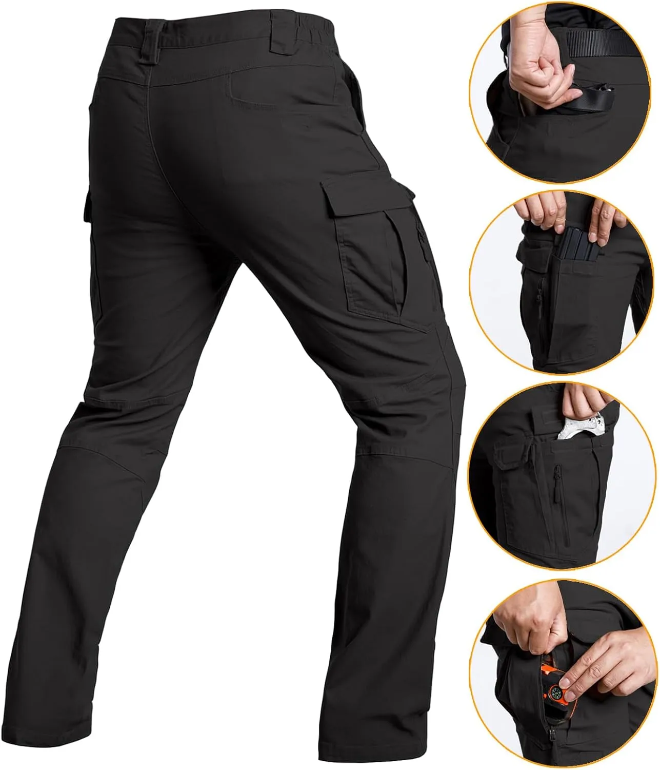 NAVEKULL Men's Flex Tactical Pants Cotton Stretch Work Cargo Pants Lightweight EDC Outdoor Hiking Trousers