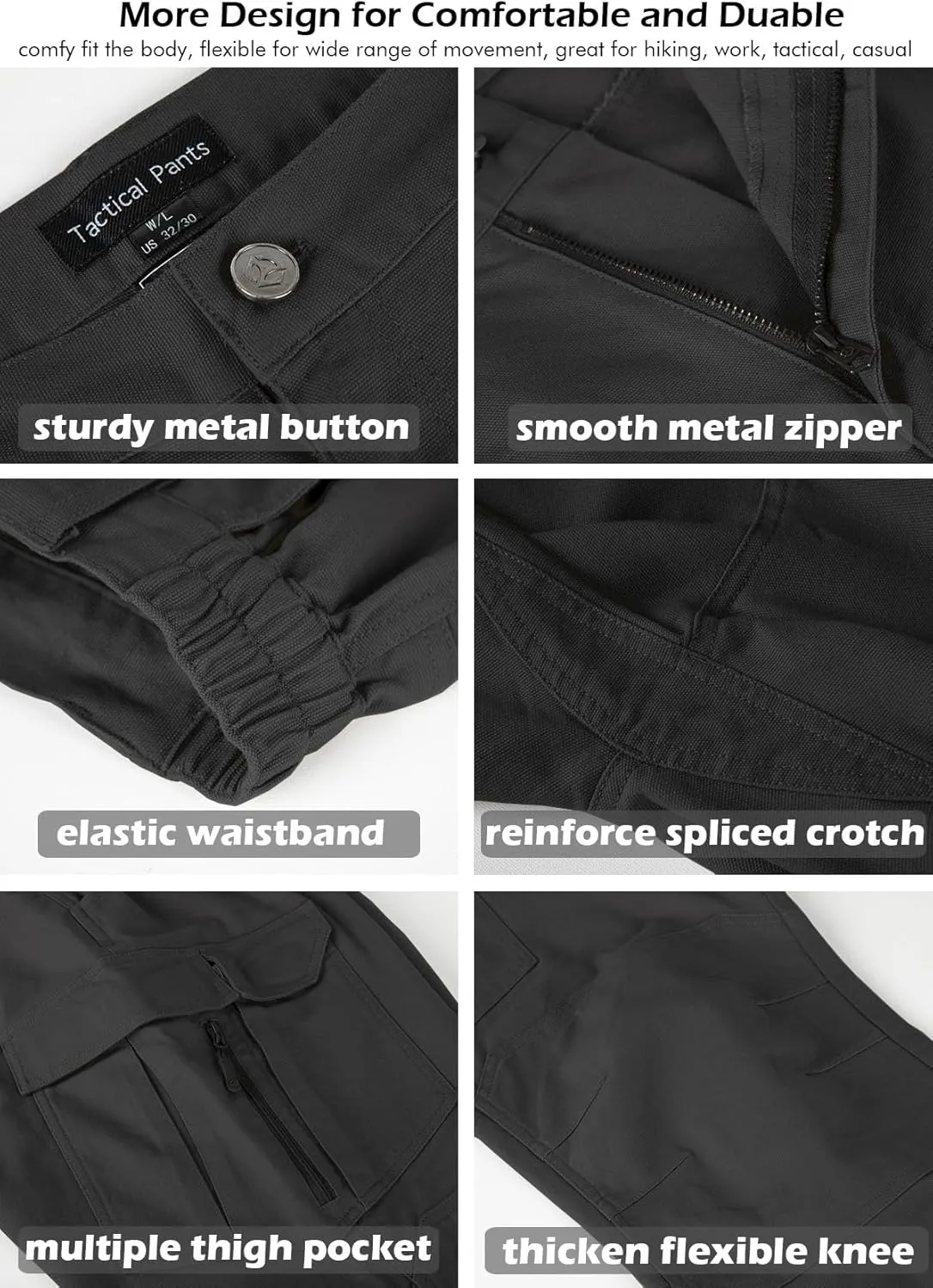 NAVEKULL Men's Flex Tactical Pants Cotton Stretch Work Cargo Pants Lightweight EDC Outdoor Hiking Trousers