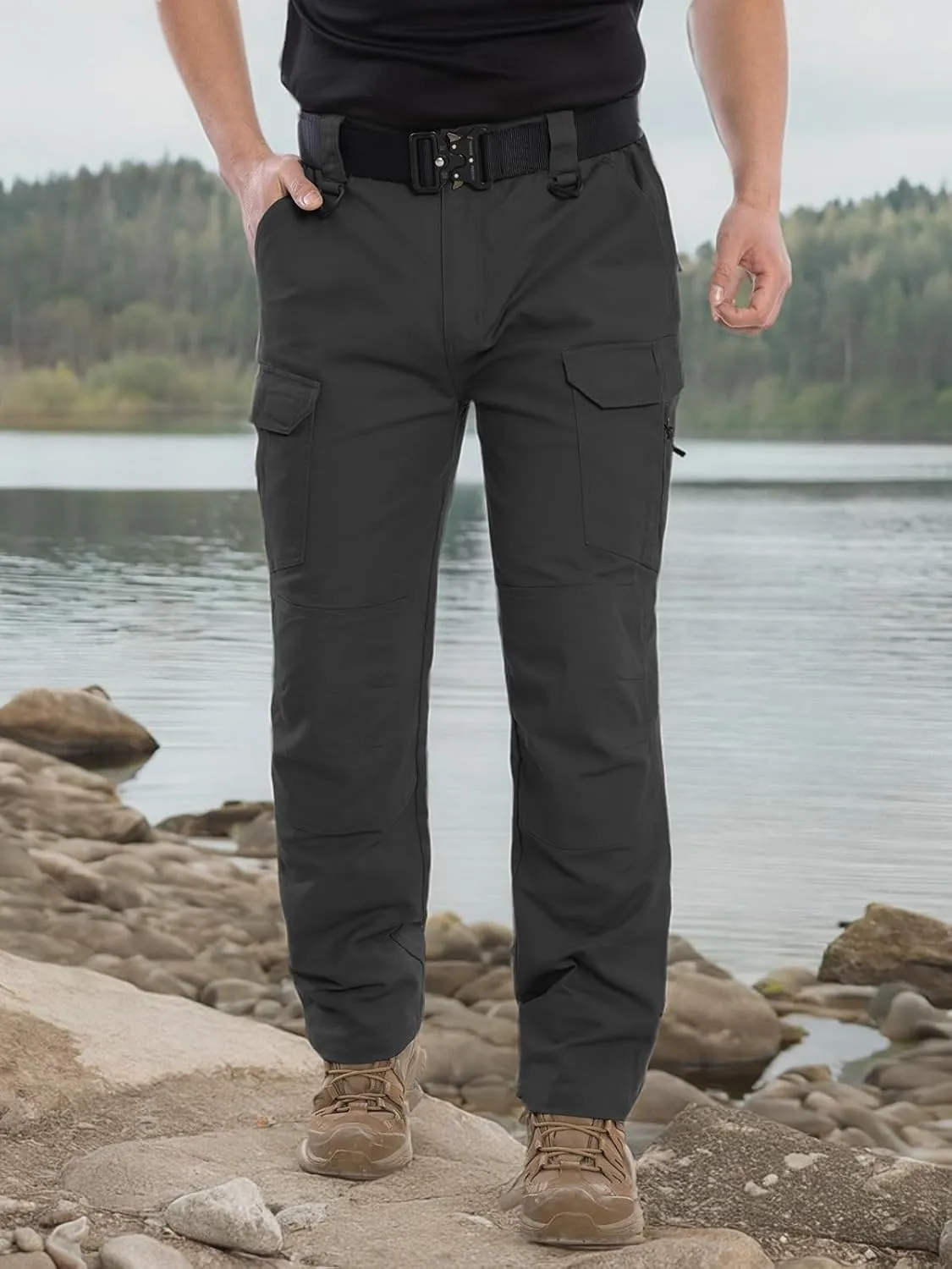 NAVEKULL Men's Flex Tactical Pants Cotton Stretch Work Cargo Pants Lightweight EDC Outdoor Hiking Trousers