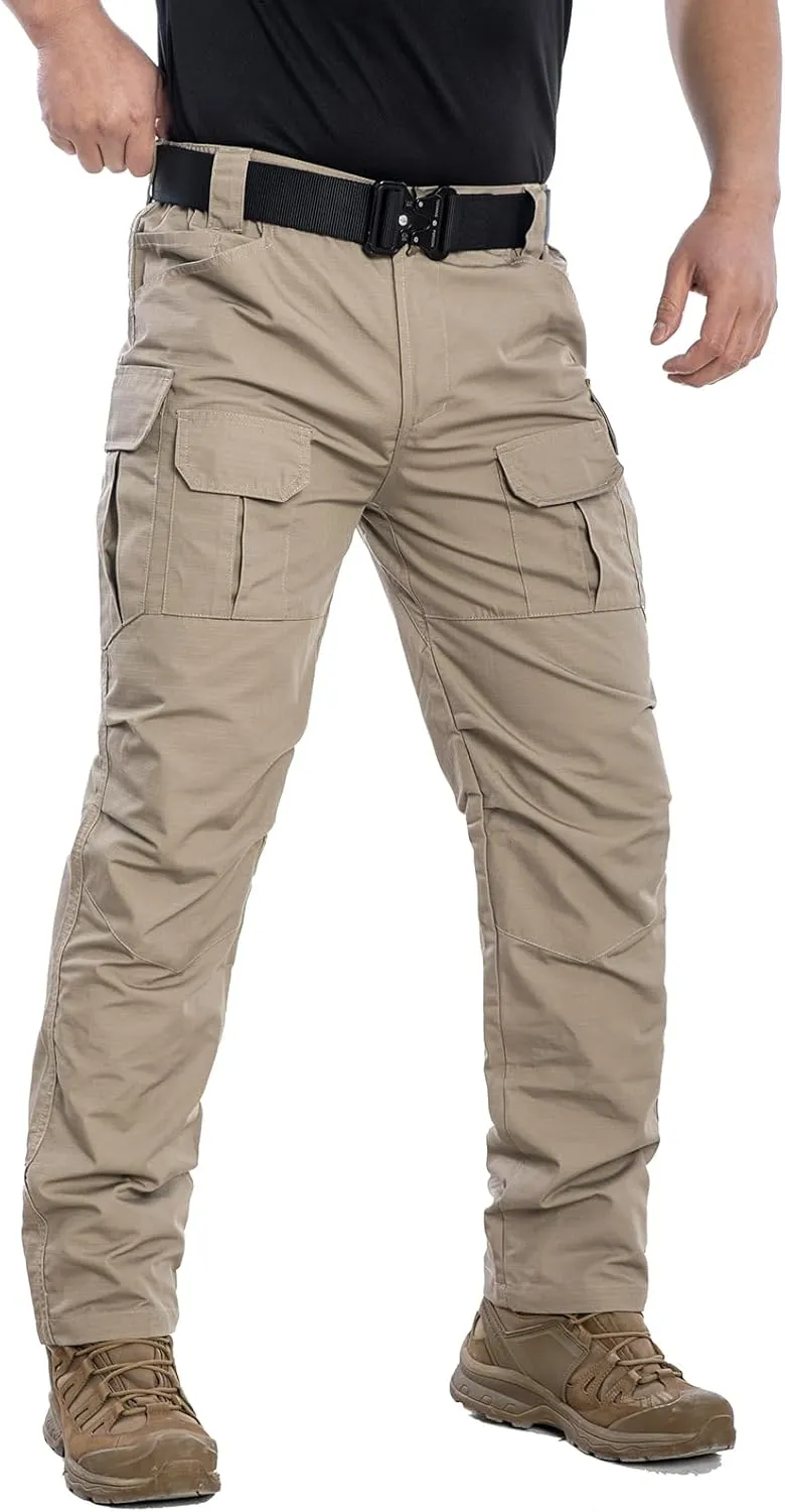 NAVEKULL Men's Outdoor Tactical Pants Rip Stop Lightweight Waterproof Military Combat Cargo Work Hiking Pants