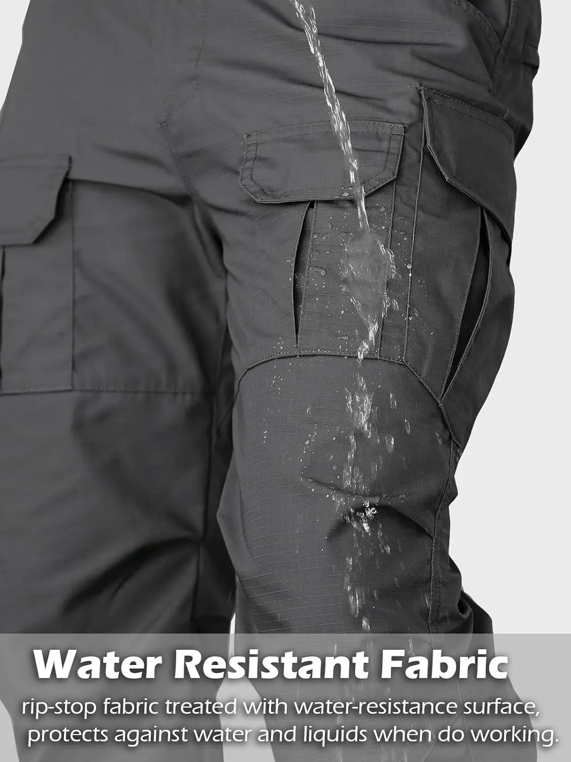 NAVEKULL Men's Outdoor Tactical Pants Rip Stop Lightweight Waterproof Military Combat Cargo Work Hiking Pants