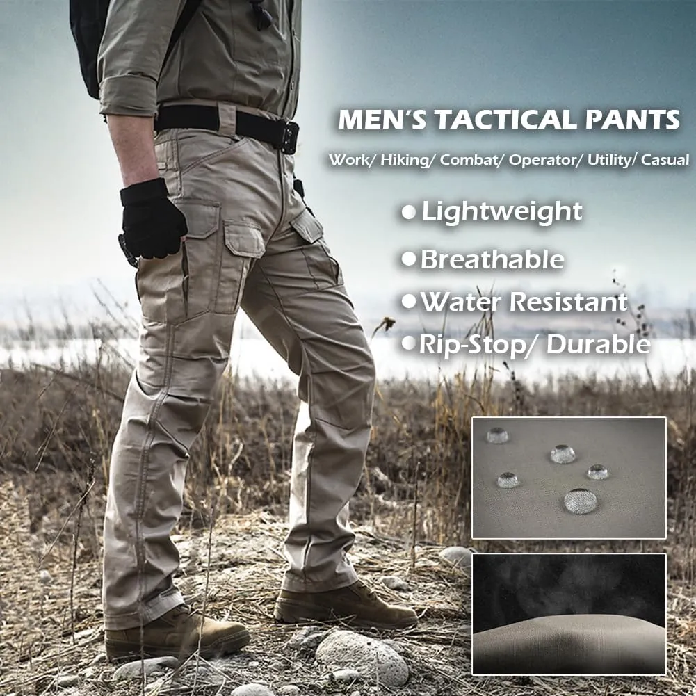 NAVEKULL Men's Outdoor Tactical Pants Rip Stop Lightweight Waterproof Military Combat Cargo Work Hiking Pants