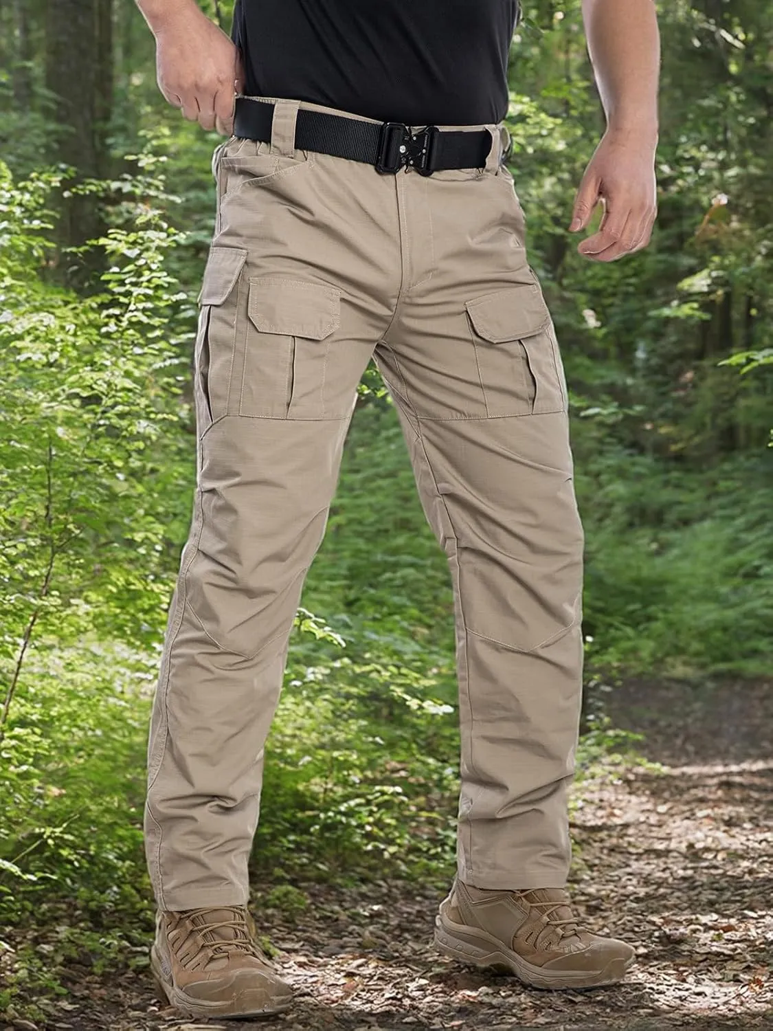 NAVEKULL Men's Outdoor Tactical Pants Rip Stop Lightweight Waterproof Military Combat Cargo Work Hiking Pants